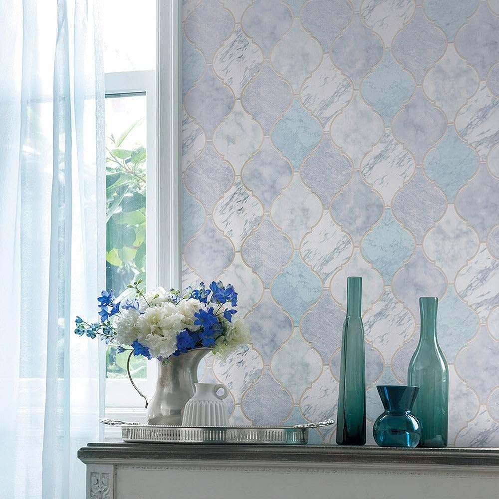 のり様▼専用オーダーページ Amazon | 壁紙屋本舗 のり付き 壁紙 クロス 花柄 レース調 ブルー